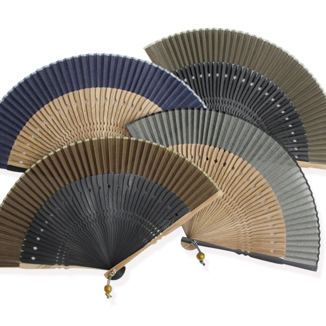 ☆【男性用扇子】モダン矢絣／やがすり（扇子袋付き・桐箱入り）全4色