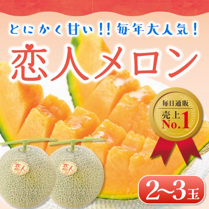 【予約販売】恋人メロン 赤肉メロン 熊本県産 2~3玉(2.8kg以上) お届け時期5月下旬から6月末