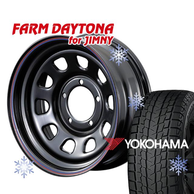 スタッドレスタイヤ ホイール FARM デイトナ 黒×赤青ライン 16×6J/5H