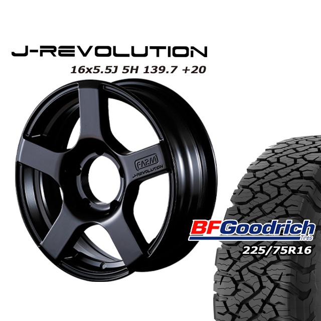 FARM J-REVOLUTION �ޥåȥ֥�å� 16��5.5J/5H+20 BF���åɥ�å�All-Terrain T/A KO3 225/75R16 (4�ܥ��å� or 1��)