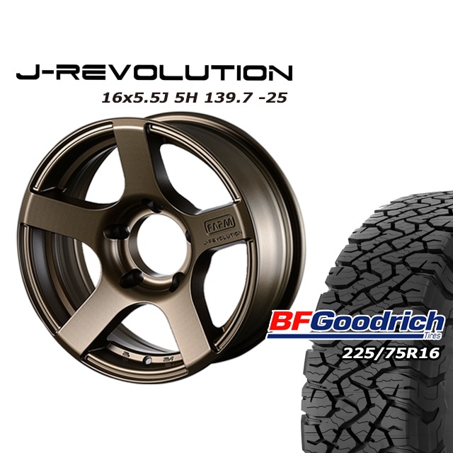 FARM J-REVOLUTION �ޥåȥ֥��� 16��5.5J/5H-25 BF���åɥ�å�All-Terrain T/A KO3 225/75R16 (4�ܥ��å� or 1��)