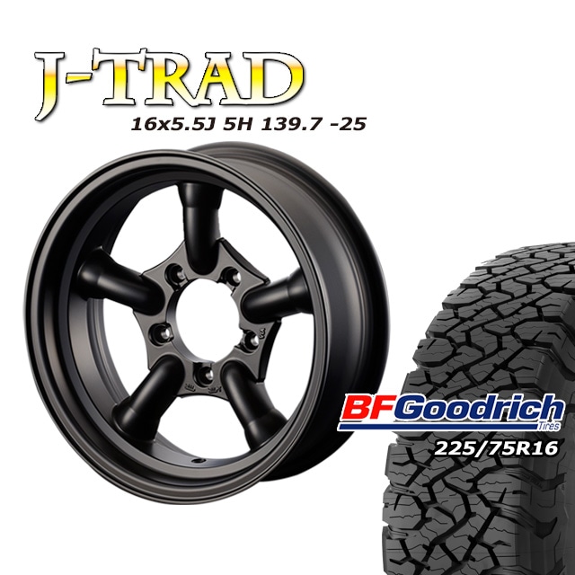 J-TRAD �ޥåȥ֥�å� 16��5.5J/5H-25 ���åɥ�å� All-Terrain T/A KO3 225/75R16 ( BFGoodrich ������ƥ쥤�� ) (4�ܥ��å� or 1��)