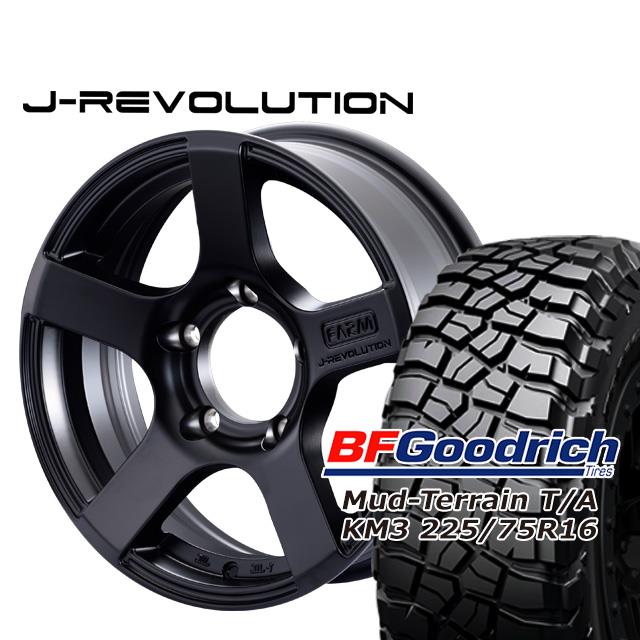 FARM J-REVOLUTION ¥Þ¥Ã¥È¥Ö¥é¥Ã¥¯ 16¡ß5.5J/5H¡Þ0BF¥°¥Ã¥É¥ê¥Ã¥Á Mud-Terrain T/A KM3 225/75R16 4ËÜset