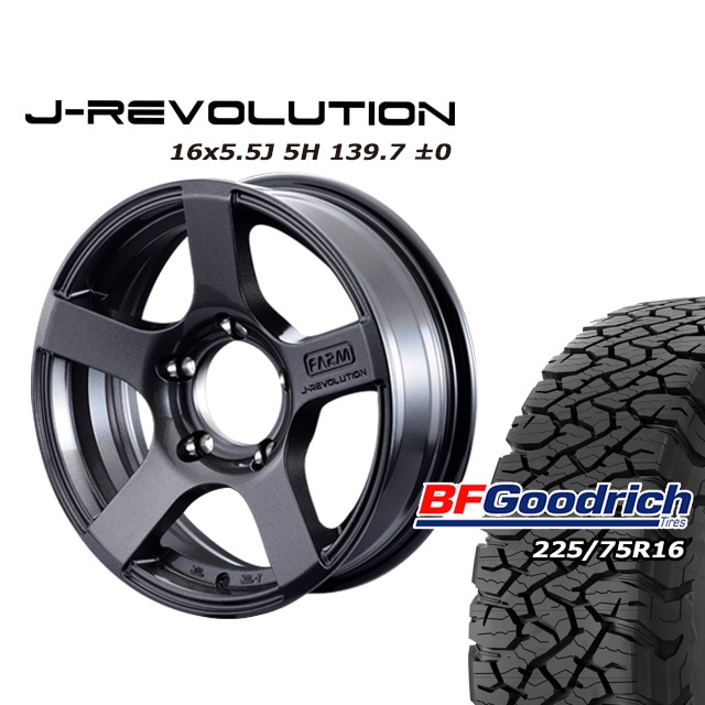 FARM J-REVOLUTION ����᥿��å� 16��5.5J/5H��0 BF���åɥ�å�All-Terrain T/A KO3 225/75R16 4��set