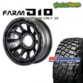 FARM D10 �ޥåȥ֥�å� 16��5.5J/5H -25 BF���åɥ�å� Mud-Terrain T/A KM3 205/80R16 (4�ܥ��å� or 1��)