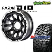FARM D10 �ޥåȥ֥�å�DC��� 16��5.5J/5H -25 BF���åɥ�å� Mud-Terrain T/A KM3 205/80R16 (4�ܥ��å� or 1��)