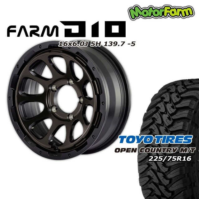 FARM D10 マットブラックDC/ティントディスク 16×6J/5H -5 トーヨー