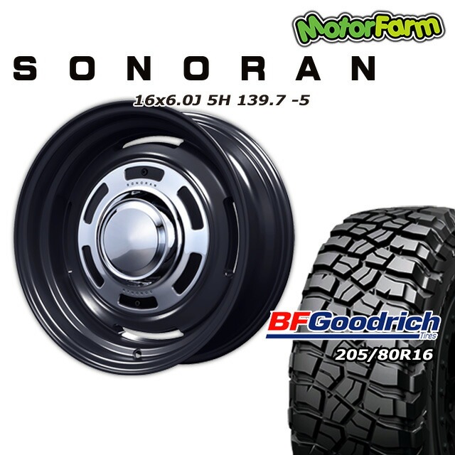 SONORAN マットブラック 16×6J/5H -5 BFグッドリッチ Mud-Terrain T/A