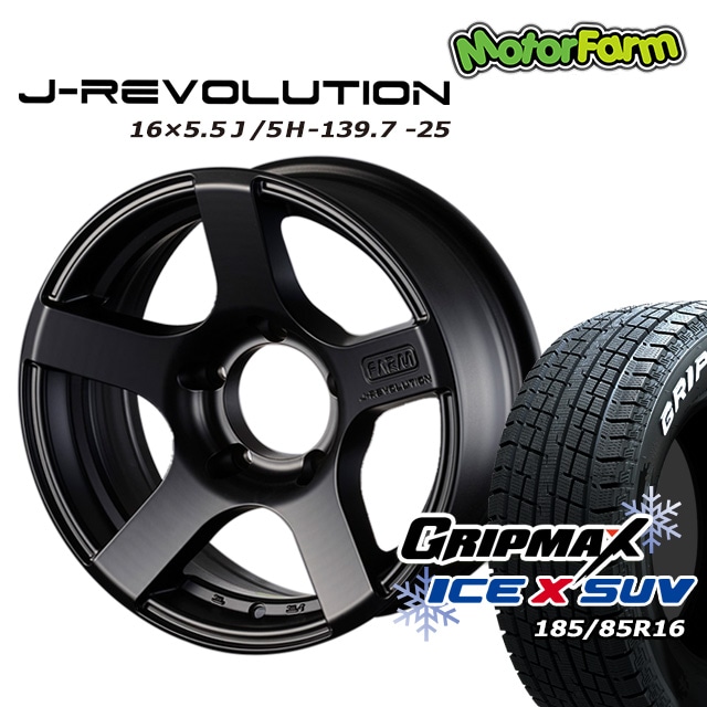 �ڥ������ʡۥ����åɥ쥹������ �ۥ����� FARM J-REVOLUTION �ޥåȥ֥�å� 16��5.5J/5H-25 GRIPMAX ������X SUV (�ۥ磻�ȥ쥿��) 185/85R16 4�ܥ��å�