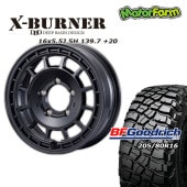 FARM X-BURNER ޥåȥ֥å 165.5J/5H +20 BFåɥå Mud-Terrain T/A KM3 205/80R16 (4ܥå or 1)