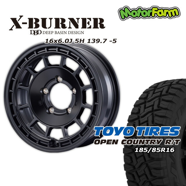 FARM X-BURNER ¥Þ¥Ã¥È¥Ö¥é¥Ã¥¯ 16¡ß6J/5H -5 ¥È¡¼¥è¡¼ ¥ª¡¼¥×¥ó¥«¥ó¥È¥ê¡¼ RT185/85R16(¥Û¥ï¥¤¥È¥ì¥¿¡¼) (4ËÜ¥»¥Ã¥È or 1ËÜ)
