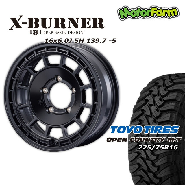 FARM X-BURNER ¥Þ¥Ã¥È¥Ö¥é¥Ã¥¯ 16¡ß6J/5H -5 ¥È¡¼¥è¡¼ ¥ª¡¼¥×¥ó¥«¥ó¥È¥ê¡¼ MT 225/75R16(¥Û¥ï¥¤¥È¥ì¥¿¡¼) (4ËÜ¥»¥Ã¥È or 1ËÜ)