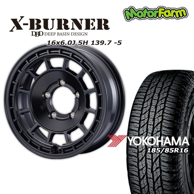 FARM X-BURNER ¥Þ¥Ã¥È¥Ö¥é¥Ã¥¯ 16¡ß6J/5H -5 ¥è¥³¥Ï¥Þ ¥¸¥ª¥é¥ó¥À¡¼ A/T G015 185/85R16 (4ËÜ¥»¥Ã¥È or 1ËÜ)