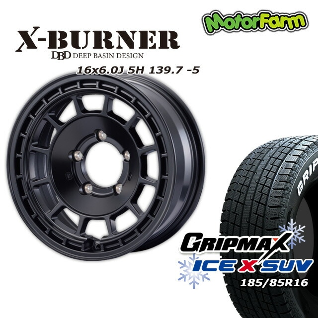 ¥¹¥¿¥Ã¥É¥ì¥¹¥¿¥¤¥ä ¥Û¥¤¡¼¥ë FARM X-BURNER ¥Þ¥Ã¥È¥Ö¥é¥Ã¥¯ 16¡ß6J/5H -5 GRIPMAX ¥¢¥¤¥¹X SUV (¥Û¥ï¥¤¥È¥ì¥¿¡¼) 185/85R16 4ËÜ¥»¥Ã¥È
