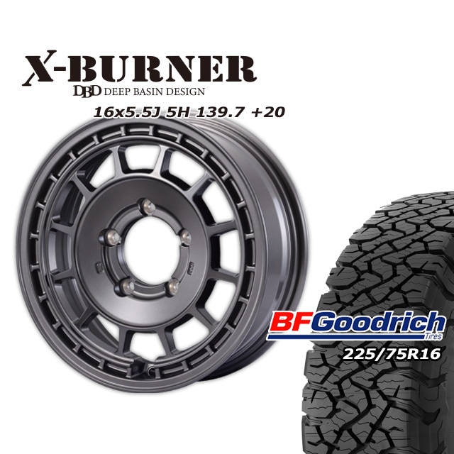 FARM X-BURNER �ޥåȥ���᥿��å� 16��5.5J/5H +20 ���åɥ�å� All-Terrain T/A KO3 225/75R16 (4�ܥ��å� or 1��)