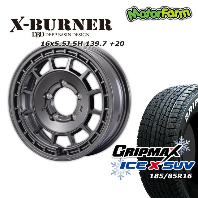 ¥¹¥¿¥Ã¥É¥ì¥¹¥¿¥¤¥ä ¥Û¥¤¡¼¥ë FARM X-BURNER ¥Þ¥Ã¥È¥¬¥ó¥á¥¿¥ê¥Ã¥¯ 16¡ß5.5J/5H +20 GRIPMAX ¥¢¥¤¥¹X SUV (¥Û¥ï¥¤¥È¥ì¥¿¡¼) 185/85R16 4ËÜ¥»¥Ã¥È