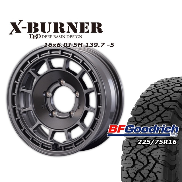 FARM X-BURNER �ޥåȥ���᥿��å� 16��6J/5H -5 ���åɥ�å� All-Terrain T/A KO3 225/75R16 (4�ܥ��å� or 1��)