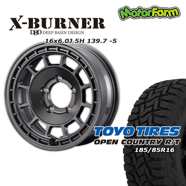 FARM X-BURNER ¥Þ¥Ã¥È¥¬¥ó¥á¥¿¥ê¥Ã¥¯ 16¡ß6J/5H -5 ¥È¡¼¥è¡¼ ¥ª¡¼¥×¥ó¥«¥ó¥È¥ê¡¼ RT185/85R16(¥Û¥ï¥¤¥È¥ì¥¿¡¼) (4ËÜ¥»¥Ã¥È or 1ËÜ)