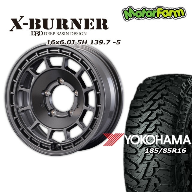 FARM X-BURNER �ޥåȥ���᥿��å� 16��6J/5H -5 �襳�ϥ� ���������� M/T G003 185/85R16 (4�ܥ��å� or 1��)