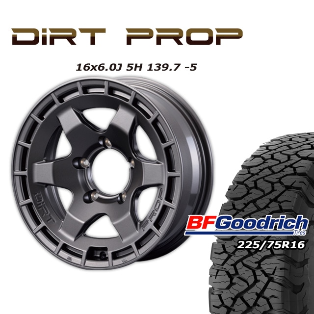 FARM DIRT PROP �ޥåȥ���᥿��å� 16��6J/5H -5 ���åɥ�å� All-Terrain T/A KO3 225/75R16 (4�ܥ��å� or 1��)