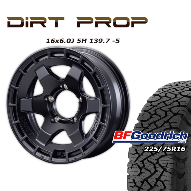 FARM DIRT PROP �ޥåȥ֥�å� 16��6J/5H -5 ���åɥ�å� All-Terrain T/A KO3 225/75R16 (4�ܥ��å� or 1��)