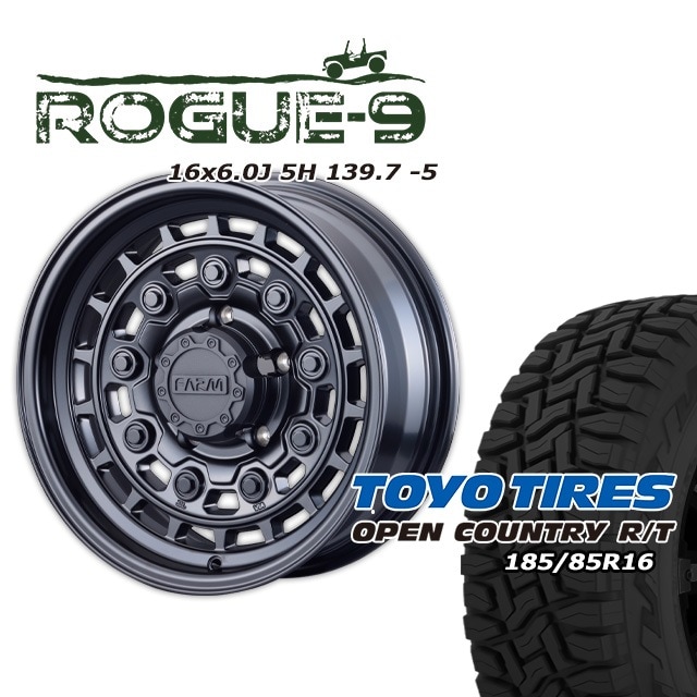 FARM ROGUE-9 �ޥåȥ֥�å� 16��6J/5H -5 �ȡ��衼 �����ץ󥫥�ȥ꡼ RT185/85R16(�ۥ磻�ȥ쥿��) (4�ܥ��å� or 1��)