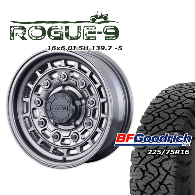 FARM ROGUE-9 �ޥåȥ���᥿��å� 16��6J/5H -5 ���åɥ�å� All-Terrain T/A KO3 225/75R16 (4�ܥ��å� or 1��)