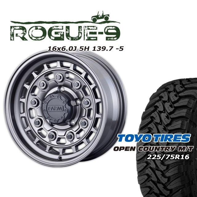 FARM ROGUE-9 �ޥåȥ���᥿��å� 16��6J/5H -5 �ȡ��衼 �����ץ󥫥�ȥ꡼ MT 225/75R16(�ۥ磻�ȥ쥿��) (4�ܥ��å� or 1��)