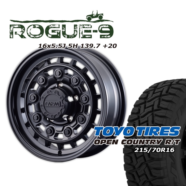 FARM ROGUE-9 �ޥåȥ֥�å� 16��5.5J/5H +20 �ȡ��衼 �����ץ󥫥�ȥ꡼ R/T 215/70R16 (4�ܥ��å� or 1��)