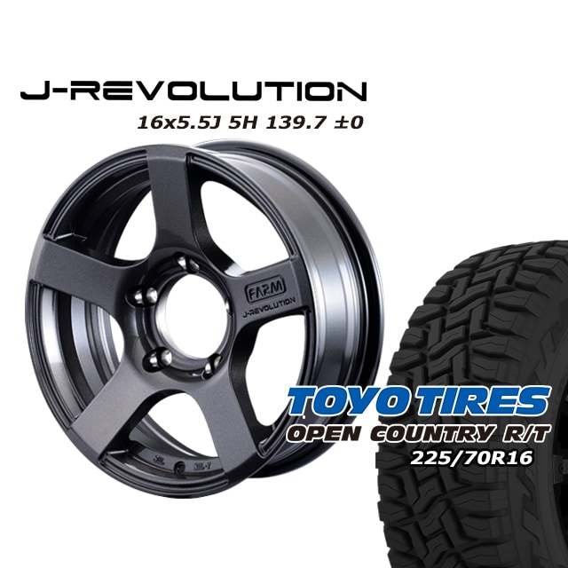 FARM J-REVOLUTION ����᥿��å� 16��5.5J/5H��0 �ȡ��衼 �����ץ󥫥�ȥ꡼ R/T 225/70R16 (�ۥ磻�ȥ쥿��) 4��set