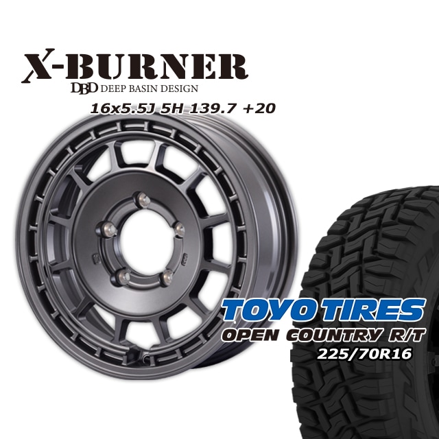 FARM X-BURNER ¥Þ¥Ã¥È¥¬¥ó¥á¥¿¥ê¥Ã¥¯ 16¡ß5.5J/5H +20 ¥È¡¼¥è¡¼ ¥ª¡¼¥×¥ó¥«¥ó¥È¥ê¡¼ R/T 225/70R16 (¥Û¥ï¥¤¥È¥ì¥¿¡¼) (4ËÜ¥»¥Ã¥È or 1ËÜ)