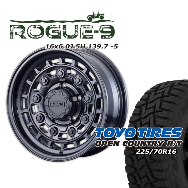 FARM ROGUE-9 �ޥåȥ֥�å� 16��6J/5H -5 �ȡ��衼 �����ץ󥫥�ȥ꡼ R/T 225/70R16 (�ۥ磻�ȥ쥿��) (4�ܥ��å� or 1��)