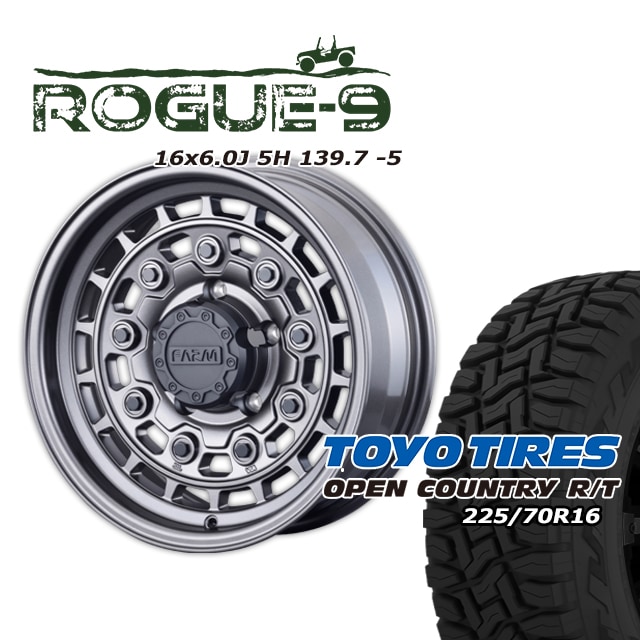FARM ROGUE-9 �ޥåȥ���᥿��å� 16��6J/5H -5 �ȡ��衼 �����ץ󥫥�ȥ꡼ R/T 225/70R16 (�ۥ磻�ȥ쥿��) (4�ܥ��å� or 1��)