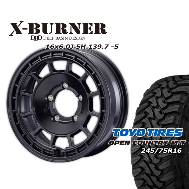 FARM X-BURNER �ޥåȥ֥�å� 16��6J/5H -5 �ȡ��衼 �����ץ󥫥�ȥ꡼ MT 245/75R16 (4�ܥ��å� or 1��)