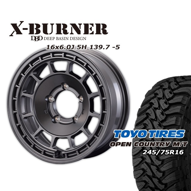 FARM X-BURNER �ޥåȥ���᥿��å� 16��6J/5H -5 �ȡ��衼 �����ץ󥫥�ȥ꡼ MT 245/75R16 (4�ܥ��å� or 1��)