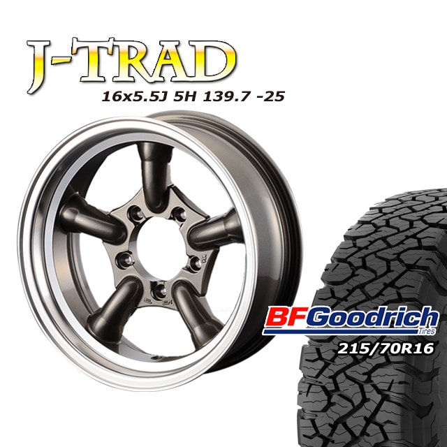 J-TRAD ����᥿��å� DC��� 16��5.5J/5H-25 ���åɥ�å� All-Terrain T/A KO3 215/70R16 ( BFGoodrich ������ƥ쥤�� ) (4�ܥ��å� or 1��)