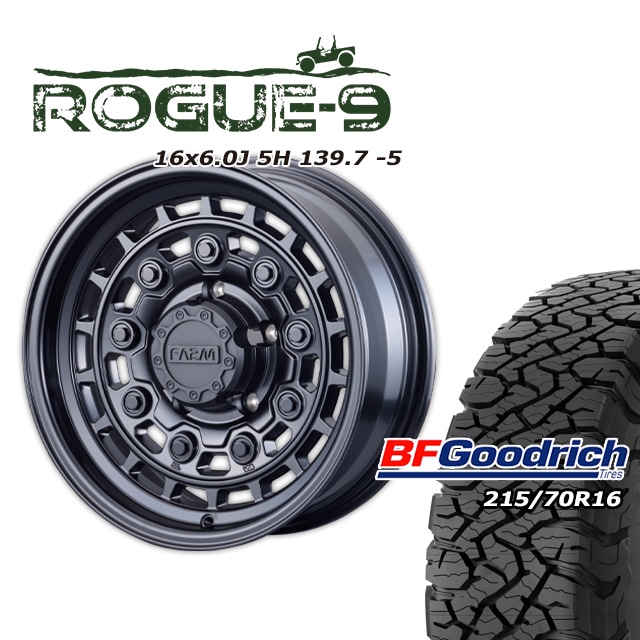 FARM ROGUE-9 �ޥåȥ֥�å� 16��6J/5H -5 ���åɥ�å� All-Terrain T/A KO3 215/70R16 (4�ܥ��å� or 1��)