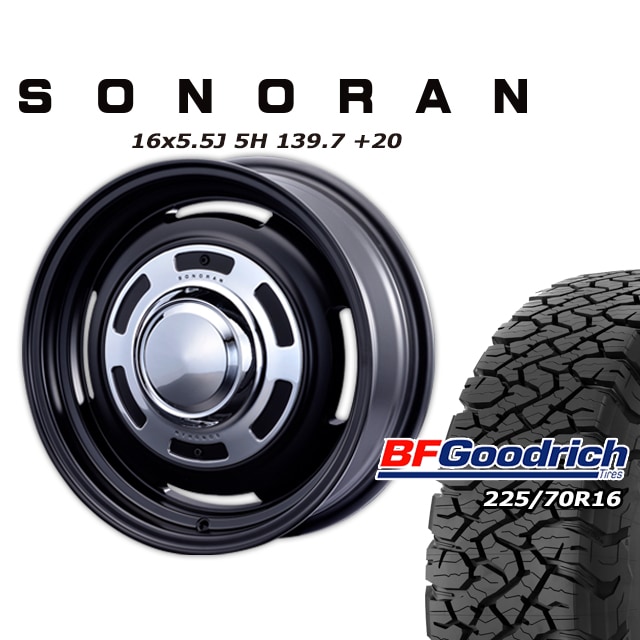 SONORAN �ޥåȥ֥�å� 16��5.5J/5H +20 ���åɥ�å� All-Terrain T/A KO3 225/70R16 (4�ܥ��å� or 1��)