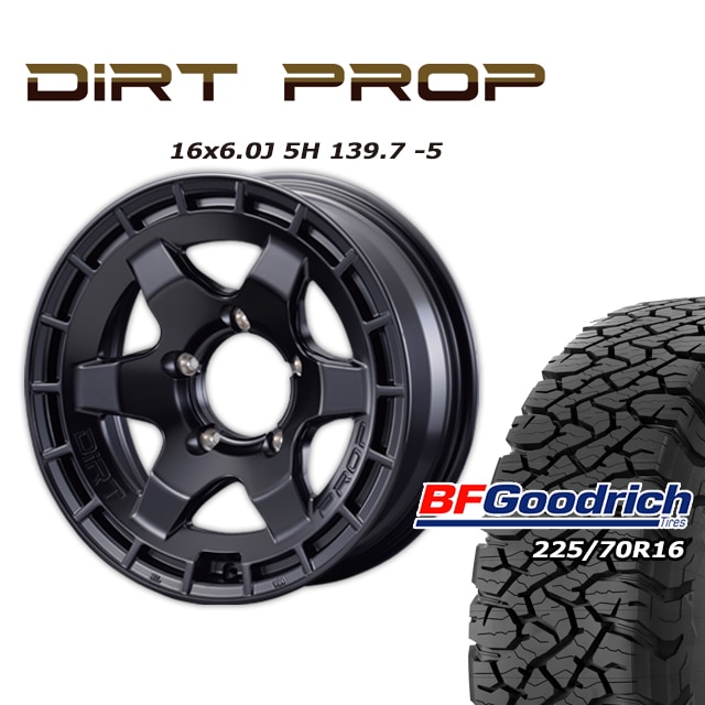FARM DIRT PROP �ޥåȥ֥�å� 16��6J/5H -5 ���åɥ�å� All-Terrain T/A KO3 225/70R16 (4�ܥ��å� or 1��)