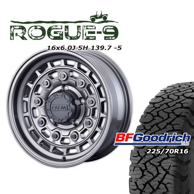 FARM ROGUE-9 マットガンメタリック 16×6J/5H -5 グッドリッチ All 