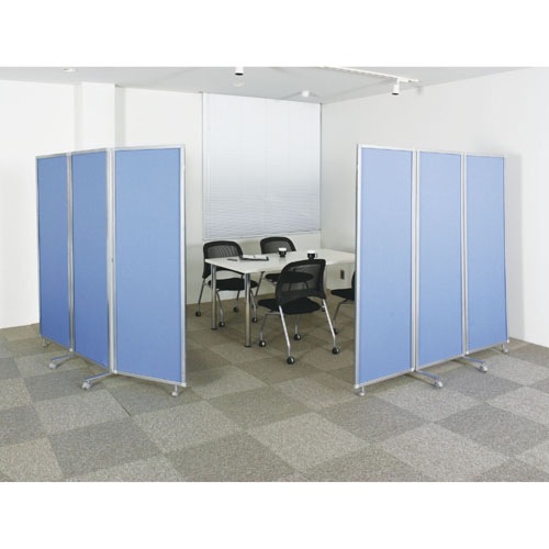 三ツ折パーテーション ブルー [J01125]