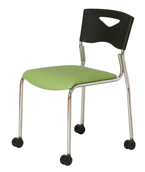 イエロースチールキャスター付きチェア キャスター付きスタッキングチェア・TCH [017436T]