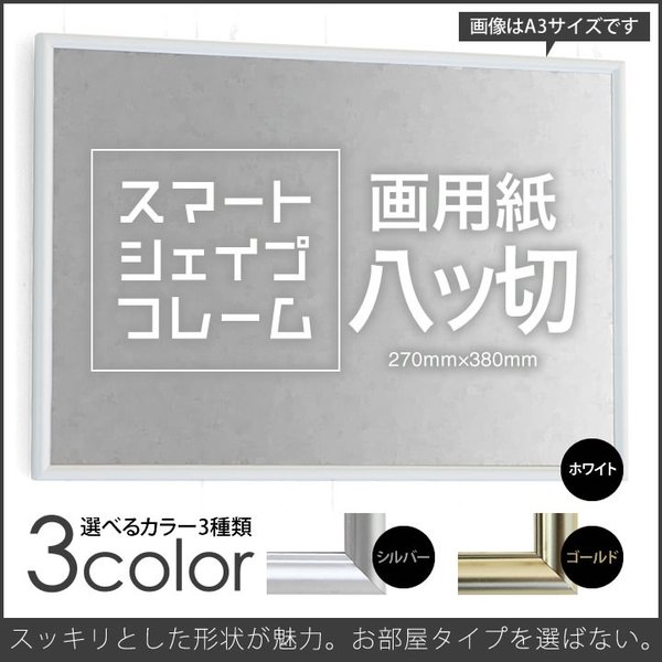 画用紙八ツ切-270×380mm 額縁 ポスターフレーム パネルスタイリッシュな形状が作品を引き立てます！ ポスター入れ ポスター入れ アルミフレームゴールド 金