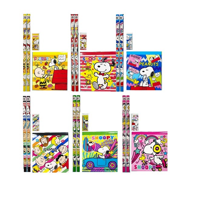 スヌーピーカラフル4点文具セット 単価60円(税込)×25個|おもちゃ景品の