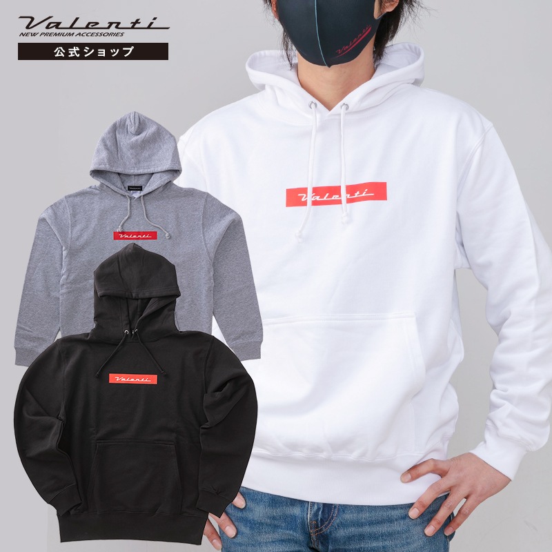 Valenti ヴァレンティ 【公式ショップ限定】 ロゴプリント スウェット プルオーバー パーカ　裏パイル 2022年 春物 新作 10オンス ボックスロゴ ホワイト ブラック グレー メンズ