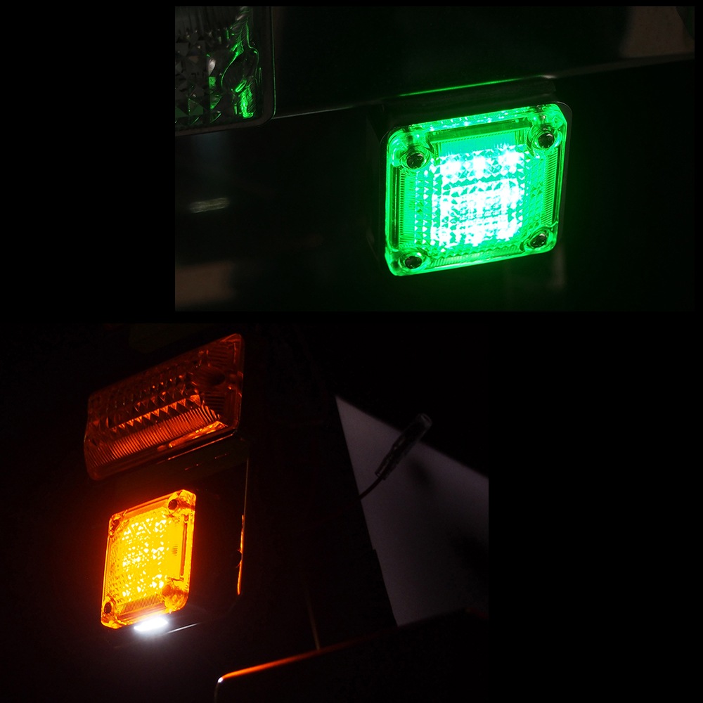 花魁 【12V車用】 LEDスクエアマーカー　グリーンレンズ （アンダーライト付き）<br>【OIRAN LED SQUARE MARKER】[OSM-GR-12]