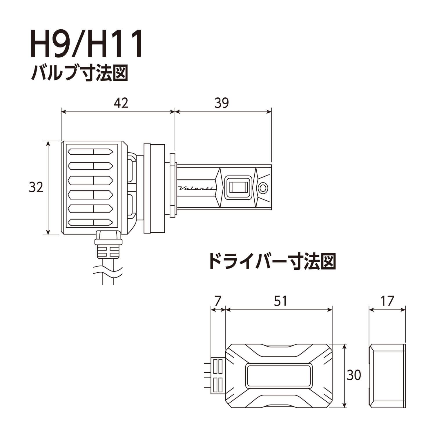 Valenti moto ヴァレンティモト ジュエルLED ヘッドバルブ ZZシリーズ H9/H11 6000K 10000lm 車検対応 3年保証【MZZ12-H9H11-60】