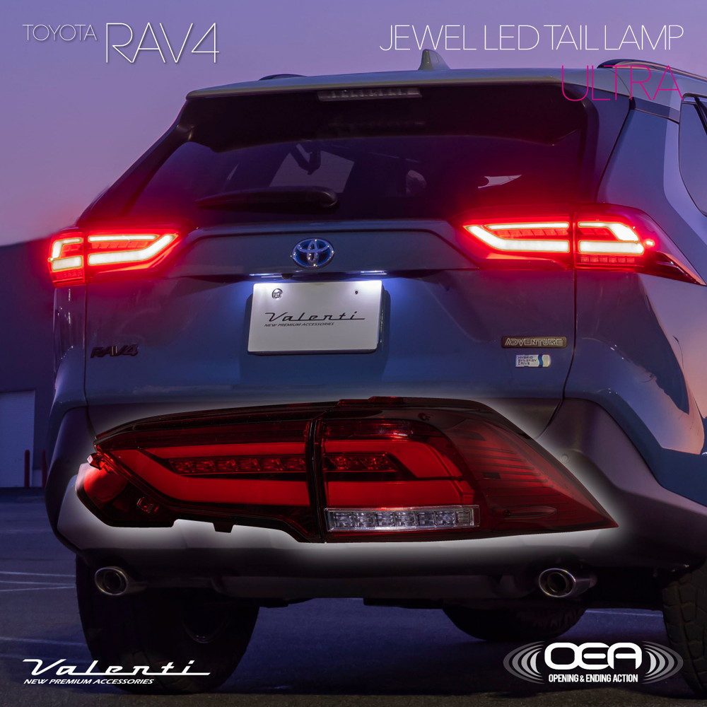 Valenti ヴァレンティ　トヨタ RAV4 50系 ジュエルLEDテールランプULTRA レッドレンズ/グロスブラック【TT50RAU-RG-1】
