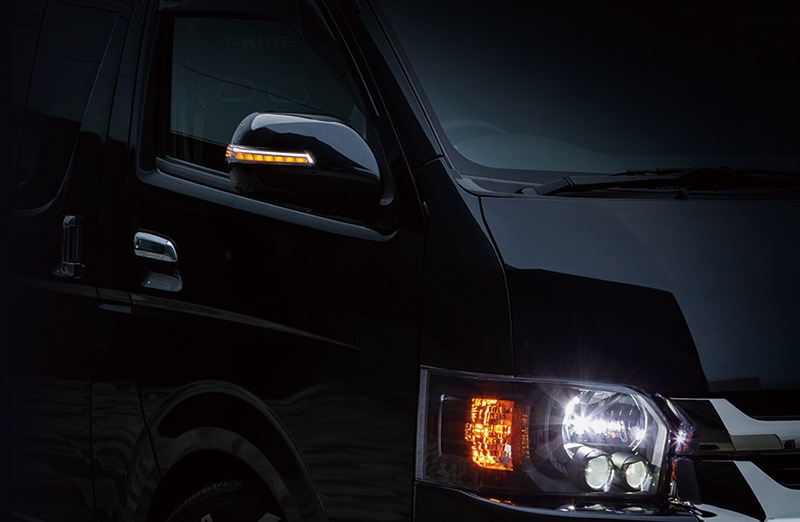 （未塗装/クリアレンズ）Valenti ヴァレンティ ジュエルLEDシーケンシャルドアミラーウインカー オープニング＆エンディングアクション機能搭載 ハイエース (200系 1～5型) [DMW-200CW-000-3]