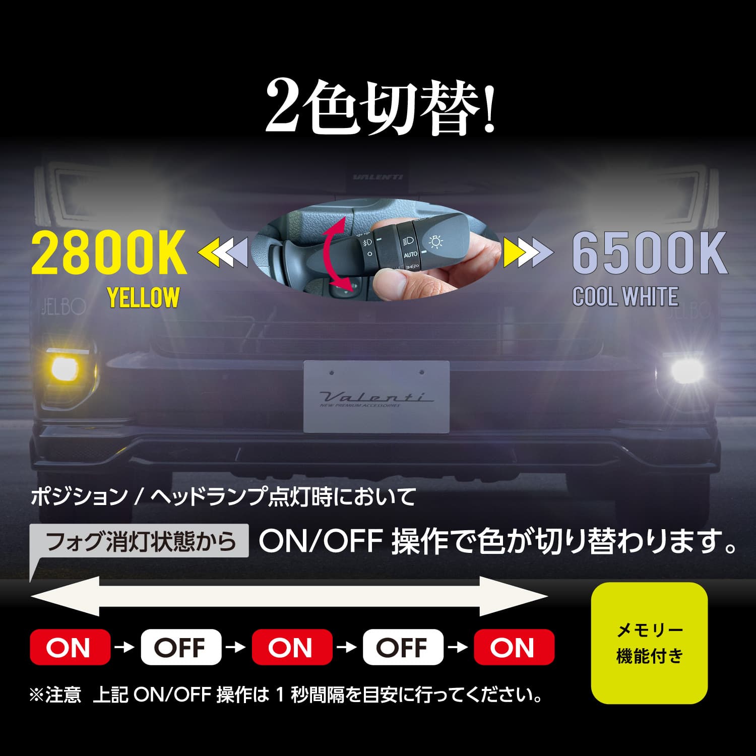 Valenti ヴァレンティ ジュエルLED エクスチェンジバイカラーフォグバルブ V2 L1B ハイルーメン 200系ハイエース用 12000lm 純正交換タイプ 2年保証 車検対応【LFG209-WY】